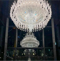 Lustre de luxe classique européen surdimensionné pour hall d'entrée, avec suspension à deux étages pour villa et salle de mariage