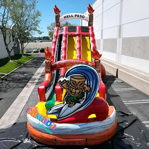 Tobogán Acuático Inflable con Piscina y Casa de Juegos para Niños, Color Rojo Mármol y Naranja, <span class=keywords><strong>Hell</strong></span> Paso, Comercial - Product Image 2
