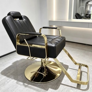 Fauteuil de coiffure haut de gamme en métal pour salon de coiffure, équipement de barbier avec plateforme élévatrice pour coupes, permanentes, colorations, services de beauté et lavage de cheveux - Product Image 1
