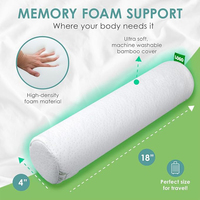 Oreiller de voyage cylindrique léger en mousse à mémoire de forme pour le cou et les jambes avec logo brodé et massage doux