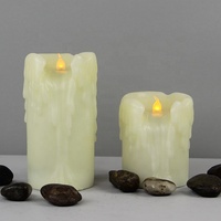 Décoration de noël, vraie cire ivoire, non parfumée, scintillante, sans flamme, vente en gros, pilier électrique goutte à goutte, bougie LED