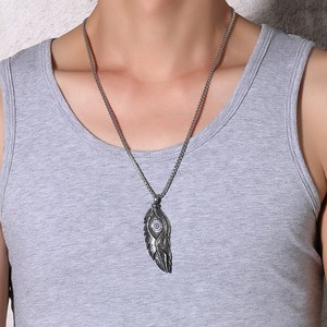 Collares de Plumas con Colgantes de Acero Inoxidable, Joyería al por Mayor, Precio de Fábrica, Personalizados, Estilo Steampunk - Product Image 2