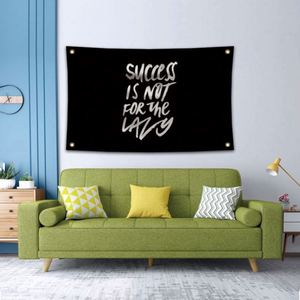 Drapeaux de 90x150cm (3x5FT) en tissu premium avec impression numérique « Le succès n'est pas pour les paresseux », vente en gros - Product Image 4
