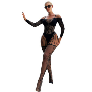 <span class=keywords><strong>Porte</strong></span>-<span class=keywords><strong>jarretelles</strong></span> ouvert creux trou de tentation transparent Lingerie Sexy dame Jacquard combinaison - Product Image 5