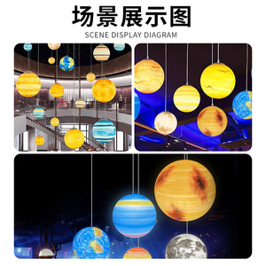Lustre sphérique créatif en acrylique avec pendentifs Lune et Planètes, effet ciel étoilé, pour magasins commerciaux, bars et lieux de loisirs - Product Image 4