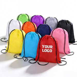 Sac de sport personnalisé avec logo imprimé, sac à cordon en polyester pour le basketball, le marathon, les voyages, sac à chaussures pliable en nylon, sac à dos à cordon - Product Image 1