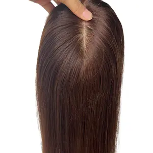 قطعة شعر علوي بقاعدة حريرية x 5 بوصة مقطع للشعر الخفيف للنساء شعر بشري علوي