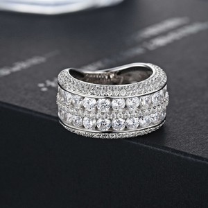 Anello a Doppio Strato con Zirconi Incastonati, Gioiello da Dito di Lusso alla Moda per Donna, Regalo per Feste - Product Image 2