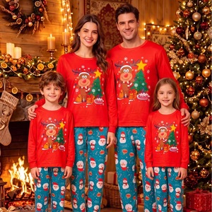 Wholesale 2026 Green Parent-child Home Wear Hot Sale <strong>Christmas</strong> Family Loungewear Sleepwear <strong>Couple</strong> Pyj Set Soft <strong>Christmas</strong> Pajamas - Product Image 2