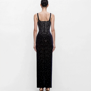 فساتين نسائية فاخرة من المصنعين بكميات طلب منخفضة، ملابس نسائية أنيقة للحفلات، فستان سهرة طويل للحفلات مرصع بالألماس وأحجار الراين - Product Image 2