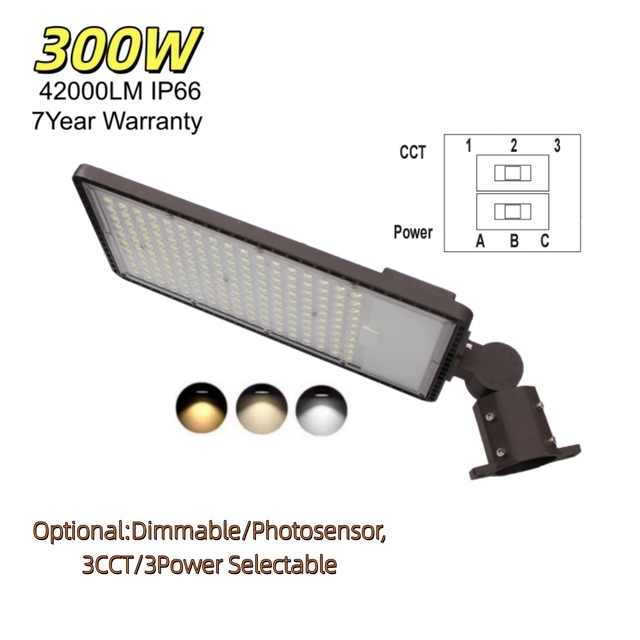 IP66 LED Outdoor Light Supplier Smart Street Light 300w with Dusk to Dawn Photocell Sensor 46000- 48000lm Parking Lot Led