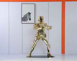 Estatua de Robot de Fibra de Vidrio de Tamaño Real Personalizada, <span class=keywords><strong>C</strong></span>-<span class=keywords><strong>3PO</strong></span> Storm Trooper, Escultura de Resina Cromada en Oro, Decoración de Mesa para el Hogar - Product Image 2