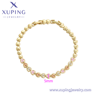 X000877301 Xuping đồ trang sức thời trang Clasp đầy màu sắc trái tim Chuỗi phụ nữ Vòng đeo tay - Product Image 2