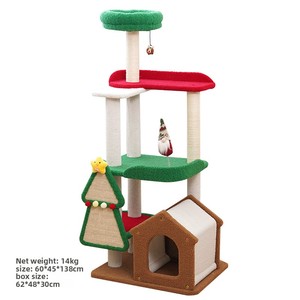 Modern Christmas Series Eco-friendly 4-Level 138cm Indoor Outdoor Integrated <strong>Cat</strong> <strong>Climbing</strong> <strong>Frame</strong> Sisal Scratching Post <strong>Cat</strong> - Product Image 6