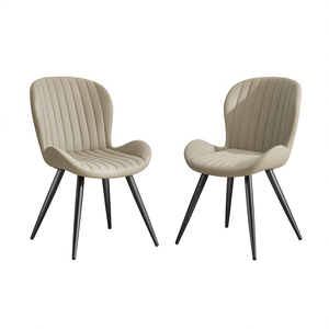 مجموعة حديثة من كرسيين لغرفة الطعام، كراسي مطبخ مبطنة بظهر منحني، كراسي مطبخ قماشية للطعام - Product Image 1