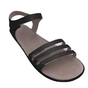 Sandales plates décontractées en cuir véritable noir respirant pour femmes TipsieToes, pour la vie quotidienne, pieds nus, à enfiler, pour la saison printanière - Product Image 3