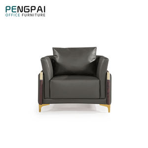 Ensemble de canapés de bureau en cuir de luxe décontracté européen PENGPAI, meubles de bureau rembourrés - Product Image 6