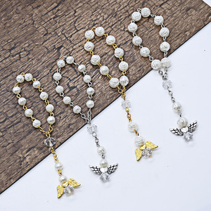 Bracelet chapelet Ailes d'Ange avec perles et roses, cadeau de mariage, bijoux en alliage de zinc - Product Image 1