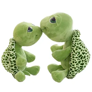 Peluche de tortuga verde de ojos grandes, supersuave, cojín, juguetes de dibujos animados