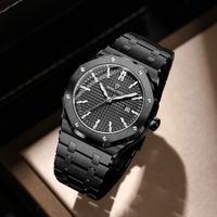 Montre pour homme BINBOND 2026, bracelet en acier inoxydable, boîtier octogonal, montre à quartz lumineuse, résistante, cadran de 42 mm