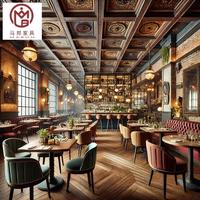Cuir chinois incurvé demi-cercle hôtel moderne bois rond Commercial Restaurant meubles canapé stand siège Table chaise ensemble