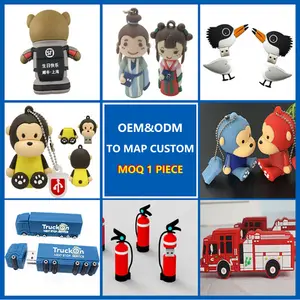 Custom Design Printing 3D Cartoon Shape Pen Drive Pvc Silicone Usb Flash Drive Wholesale Memorias Usb Stick 1G 128Gb Memory Disk