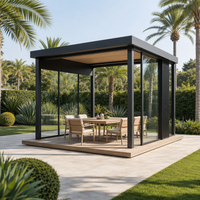 Pergola motorisée en aluminium à toit à lames orientables avec éclairage LED intégré, montage facile pour espace de loisirs sur le toit