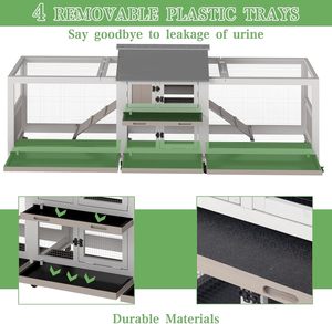 Grand enclos à lapins en bois de luxe, 2 étages, durable, avec deux zones de course pour 2 à 6 lapins, <span class=keywords><strong>intérieur</strong></span>/extérieur - Product Image 3
