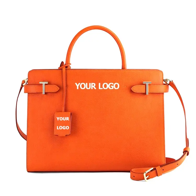 Novo designer de bolsas de mão para mulheres, sacola de mão de couro pu com logotipo personalizado, sacola clássica de negócios da moda feminina