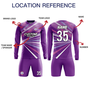 Conjunto de Uniforme de Fútbol Juvenil con Logotipo Personalizado en Color Morado, Tela Jacquard, Jersey de Entrenamiento de Manga Larga para Adultos PZ-X25017 - Product Image 3