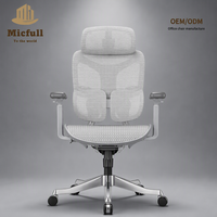 Chaise de bureau ergonomique professionnelle de luxe entièrement en maille pivotante avec appui-tête 4D, accoudoirs réglables 5D et dossier en fibre de carbone