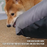 Coussin-lit pour chat et chien en tissu Oxford 600D, résistant aux morsures et aux déchirures, amovible, lavable, respirant, gris uni, avec oreiller intégré, vente en gros