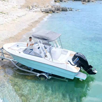 Bateau de sport en fibre de verre de 6,2 m (20 pieds) pour 6 à 8 personnes, moteur hors-bord 90-200 CV, couleur bleu ciel – Vente chaude directe usine