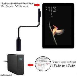 Microsoft <span class=keywords><strong>Surface</strong></span> <span class=keywords><strong>Pro</strong></span> 6/5/4/3 Go Book Adaptateur d'<span class=keywords><strong>alimentation</strong></span> USB Type C Câble de charge FM 15V 3A PD Chargeur Tresse Blindage Stock - Product Image 5