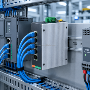 Switch Ethernet industriel non géré 5 ports Gigabit 10/100/1000 Mbps RJ45 à montage sur rail DIN IP40 en alliage d'aluminium sans ventilateur pour usine - Product Image 3