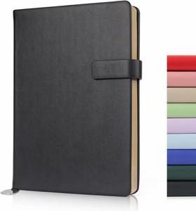 A5 Leather <b>Sewing</b> Bound Journal Notebook Gold Edged Pages 208 Page Lined for Travel School-Black Women/Men Strap - Product Image 1