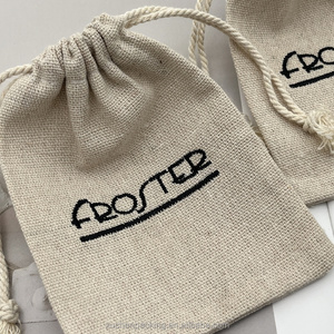 Túi quà Giáng sinh, cưới hỏi bằng vải bố thô, vải gai, vải lanh, vải cotton có dây rút, thêu logo tùy chỉnh - Product Image 3