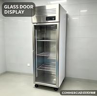 Réfrigérateur commercial à porte vitrée en acier inoxydable 304, réfrigérateur vertical à refroidissement par air pour supermarché et magasin de détail