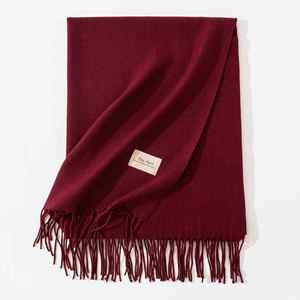 Chal Largo de Lana Pashmina de Alta Calidad con Logotipo Personalizado, Elegante, Suave, Color Rojo Cálido, para Mujeres de Oficina, YHK0075 - Product Image 6