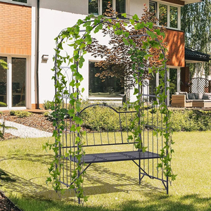 <strong>Garden</strong> <strong>Arch</strong> <strong>with</strong> Bench Steel Powder Coated Heavy Duty Rose Climbing Support Outdoor Decoration - Product Image 6