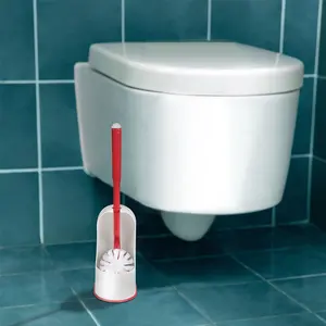Top sell efficient soft TPR concise standing plastic toilet brush for bathroom cleaning with holder set