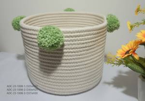 Panier de rangement bas quantité minimale de commande avec poignée Articles divers Collations Jouets Stockage ménager personnalisé Corde de coton à épissage rayé du Vietnam - Product Image 4