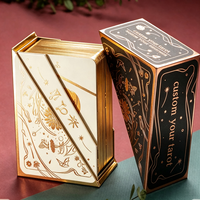 Cartes de tarot personnalisées avec boîte rigide inclinée, estampage à chaud doré, livre d'instructions à bords dorés, ensemble idéal pour cadeaux et fêtes