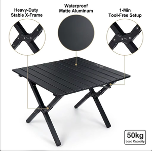 Table de pique-nique pliante d'extérieur CZFIT, légère, en acier carbone imitation bois, avec sac de transport - Product Image 6