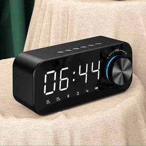 Custom logo LED Mirror Display Wireless BT5.0 Speaker FM Radio TF Card Speaker <b>Digital</b> Alarm <b>Clock</b> - Product Image 2