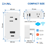 Prise murale intelligente USB Type C UK avec contrôle à distance Wi-Fi et minuterie pour appareils électroménagers
