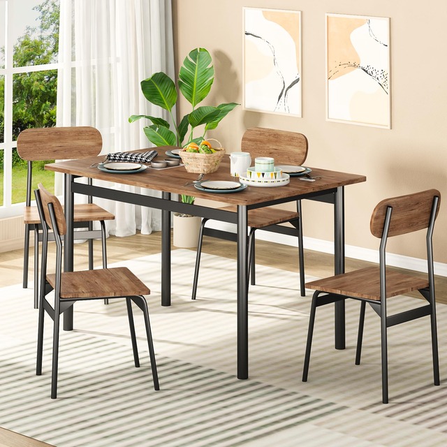 Custom Design Manufacture Modern Trendy Wood Room Kitchen and Chairs Set 4 Seater Dine Table