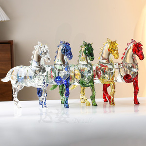 <b>Crystal</b> Horse Figurine <b>Set</b> Colorful Artificial <b>Crystal</b> Home Office Decoration Collectible Gift Ornament - Product Image 1
