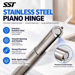 Long size design continuous furniture folding hinge for <b>door</b> <b>cabinet</b> box 1.2 inch width piano 180 degree opening hinge - Product Image 3