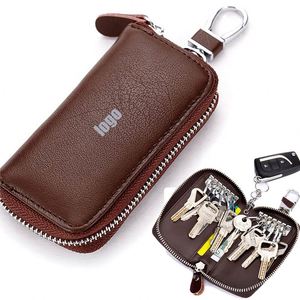 Custom logo Genuine Leather Solid Color Key Bags Simple Casual Waterproof Hand Bags Shape Car Key Coin Purses - Product Image 1